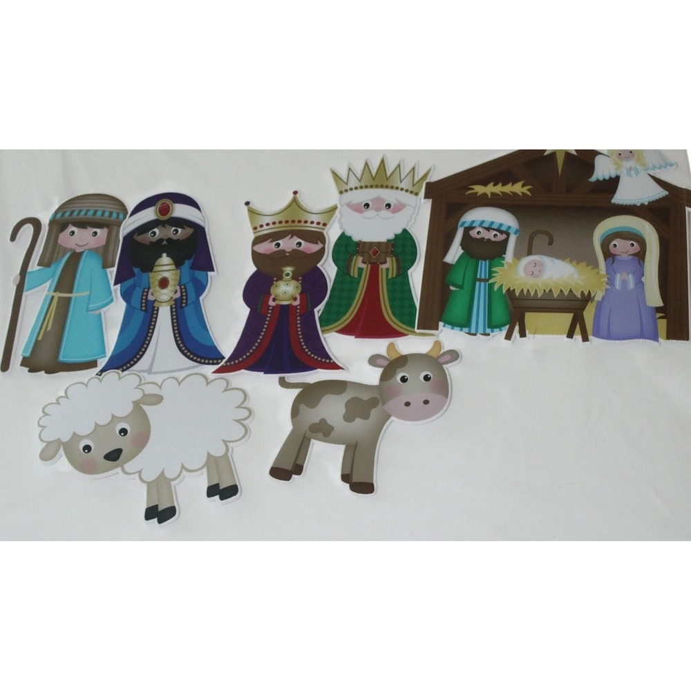 Nativity Scene Outdoor Christmas Yard Decorations 8 Piece Corrugated Plastic Set